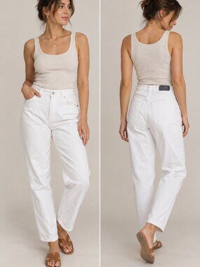 Vintage Gitano Jeans Womens 10 White High Rise Mom Jeans 100% Cotton Coastal